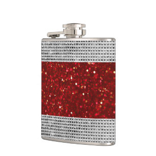 Stijlvolle rode glitter Liquor Vinyl verpakte kolf Heupfles