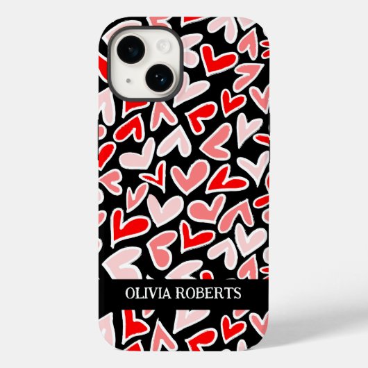 Stijlvolle rode harten Valentijnsdag gepersonalise Case-Mate iPhone Case (Achterkant)
