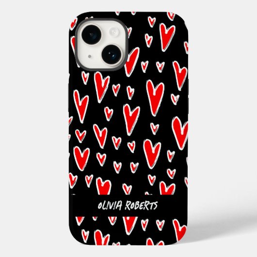 Stijlvolle rode harten Valentijnsdag gepersonalise Case-Mate iPhone Case (Achterkant)