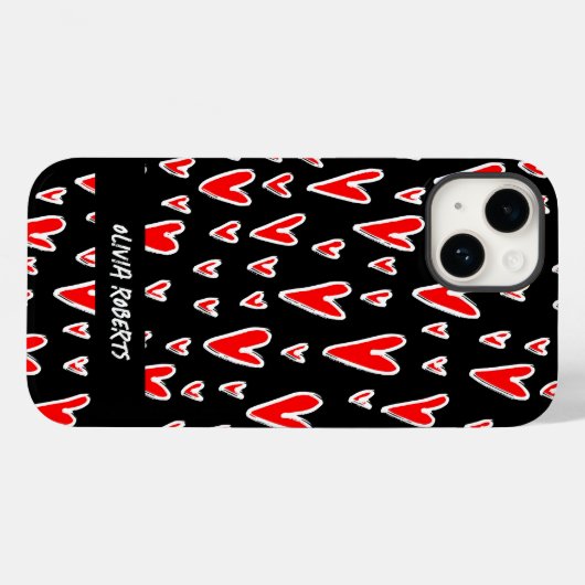 Stijlvolle rode harten Valentijnsdag gepersonalise Case-Mate iPhone Case (Achterkant (horizontaal))