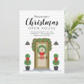 Stijlvolle Rode Kerst Open House Uitnodiging (Staand voorkant)