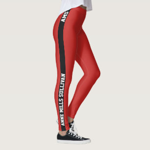 Stijlvolle rode legging met naam en initialen