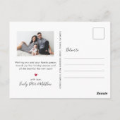 Stijlvolle rode script fotocollage kerst briefkaart (Achterkant)