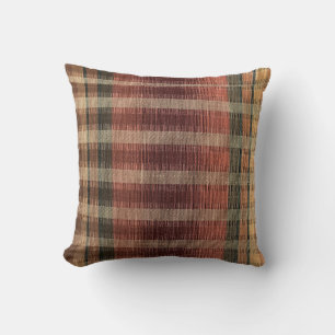Stijlvolle Roest en Bruin Plaid Kussen