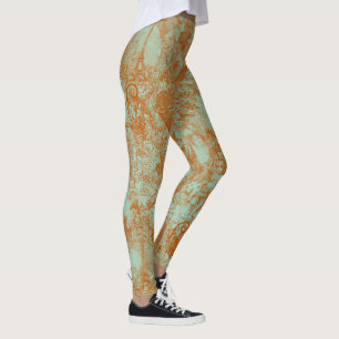 Stijlvolle roestgroene Paris Toile-ontwerp Leggings
