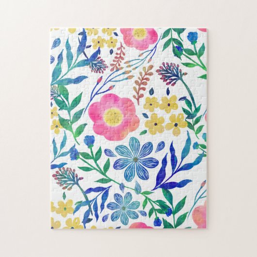 Stijlvolle, roze bloemen handschildervormig legpuzzel (Verticaal)