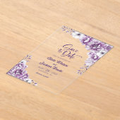 Stijlvolle Roze Bloemen Huwelijk Save the Date Acryl Uitnodigingen (Laagn)