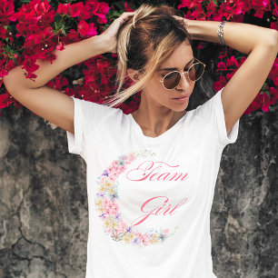 Stijlvolle roze bloemen maan team meisje baby show t-shirt