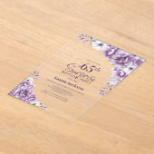 Stijlvolle Roze Bloemen Verrassing 65ste Verjaarda Acryl Uitnodigingen (Laagn)