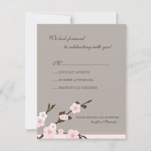 Stijlvolle roze Cherry Blossom RSVP-reactiekaart RSVP Kaartje