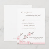 Stijlvolle roze Cherry Blossom RSVP-reactiekaart RSVP Kaartje (Voorkant / Achterkant)