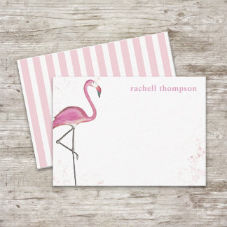 Stijlvolle Roze Chic Flamingo Eenvoudige Waterverf Notitiekaartje