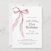 Stijlvolle Roze Coquette Bow 21ste Verjaardagsfees Kaart (Voorkant)