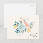 Stijlvolle roze en blauwe ventilator Bouquet Hallo Briefkaart (Voorkant / Achterkant)