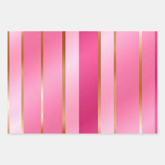 Stijlvolle roze en gouden gestreepte blouse met ro inpakpapier vel (Voorkant 3)