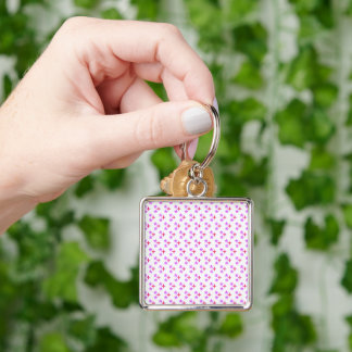 Stijlvolle roze en paarse bloesems herhalend patro sleutelhanger