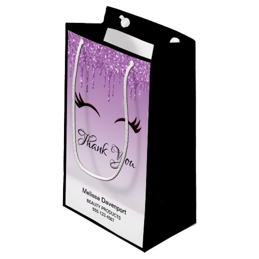 Stijlvolle roze en zwarte Eyelashes voor het uitdr Klein Cadeauzakje (Voorkant Gekanteld)