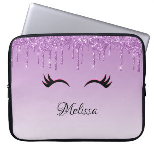 Stijlvolle roze en zwarte Eyelashes voor het uitdr Laptop Sleeve
