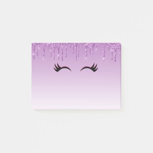 Stijlvolle roze en zwarte Eyelashes voor het uitdr Post-it® Notes (Voorkant)