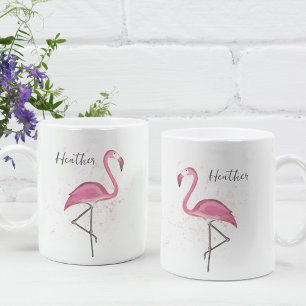 Stijlvolle roze flamingo Trendy Modern Calligrafie Koffiemok