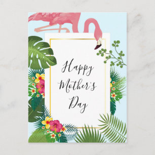 Stijlvolle roze flamingo tropisch thema Moederdag Briefkaart