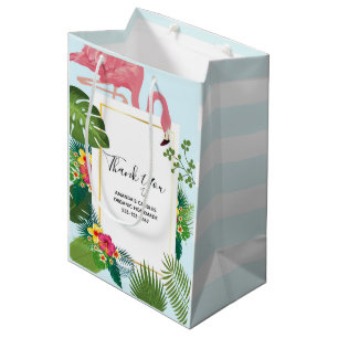 Stijlvolle Roze Flamingo Tropisch Zakelijk Medium Cadeauzakje