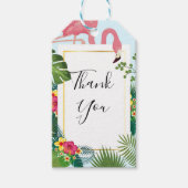 Stijlvolle roze flamingo & tropische lederen Dank Cadeaulabel (Voorkant)