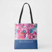 Stijlvolle roze Floral Pattern Grafische gepersona Draagtas (Voorkant)