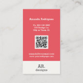 Stijlvolle roze geruite QR Visitekaartje (Achterkant)