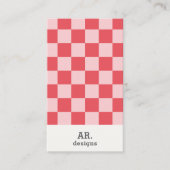 Stijlvolle roze geruite QR Visitekaartje (Voorkant)