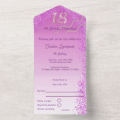 Stijlvolle Roze Glitter 18e verjaardag All In One Uitnodiging (Binnen)