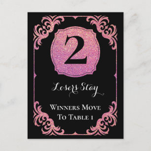 Stijlvolle roze glitter bunco twee tafel Kaart