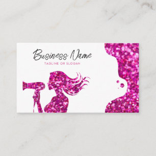Stijlvolle Roze Glitter Lady Hairdresser Afsprakenkaartje