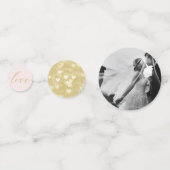 Stijlvolle roze gouden bruiloftspersoonlijke tafel confetti (Achterkanten)