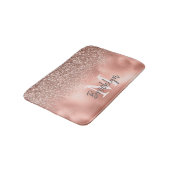 Stijlvolle Roze Gouden Glitter Confetti Monogram Badmat (Gekanteld)