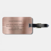 Stijlvolle roze gouden metalen initiaal van 2 mono bagagelabel (Achterkant horizontaal)