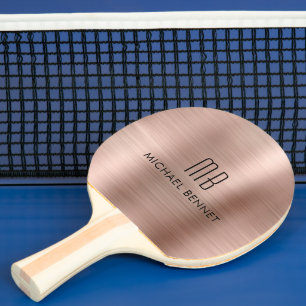 Stijlvolle roze gouden metalen monogram naam tafeltennisbatje