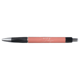 Stijlvolle Roze Koraal Handtekening Script Monogra Pen