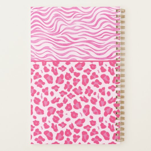 Stijlvolle roze luipaard en zebraafdruk planner (Achterkant)