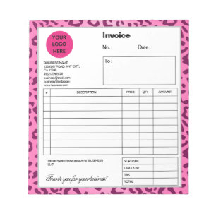 Stijlvolle roze luipaardprint factuur notitieblok