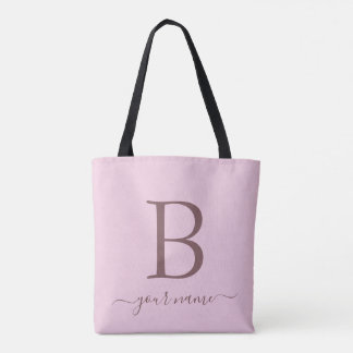 Stijlvolle Roze Monogram Eenvoudig, Modern Minimal Draagtas