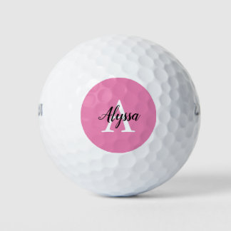 Stijlvolle roze monogram script Golf Balls Golfballen