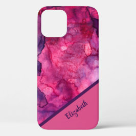 Stijlvolle roze Paarse Waterverf personaliseren iPhone 12 Hoesje