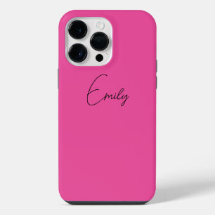 Stijlvolle Roze Persoonlijke iPhone Hoes Script Na 14 Pro Max Hoesje