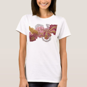 Stijlvolle Roze ROZE EN GOUD GLITTERIGE VLOEISTOF T-shirt
