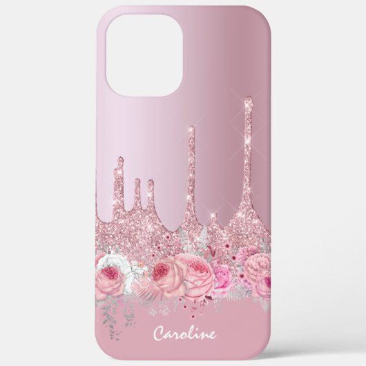 Stijlvolle roze roze roze roze goudglitterdruppels Case-Mate iPhone case (Achterkant)