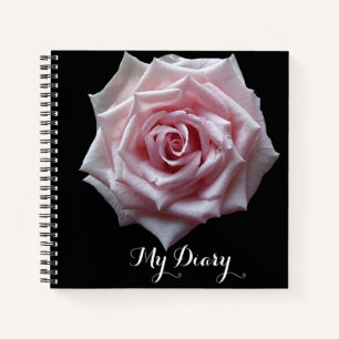Stijlvolle roze rozenbloem zwart trendy boho notitieboek