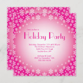 Stijlvolle Roze Snowflakes Holiday Party Uitnodigi Kaart (Voorkant / Achterkant)