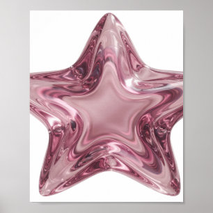 Stijlvolle Roze STAR BALL Tekst Design Poster