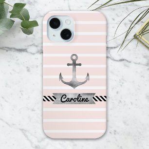 Stijlvolle roze stripes Waterverf Anchor Custom
